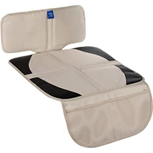 funbliss car seat Protector for Child car seat Beige Thick Padding Carseat Kick Mat with Organizer Pockets,Waterproof 600D Fabric,Vehicle Dog Cover Pad for SUV Sedan Leather Seats