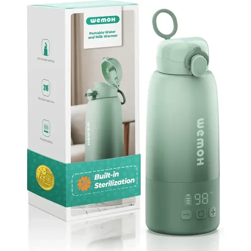 Upgraded Portable Milk Warmer for Travel with Self-Clean Function, Precise Temp Control & 8 Feeds per Charge, 16oz Bottle Warmer On-The-Go Parents, 100W Fast Heating for Breast Milk & Formula & Water