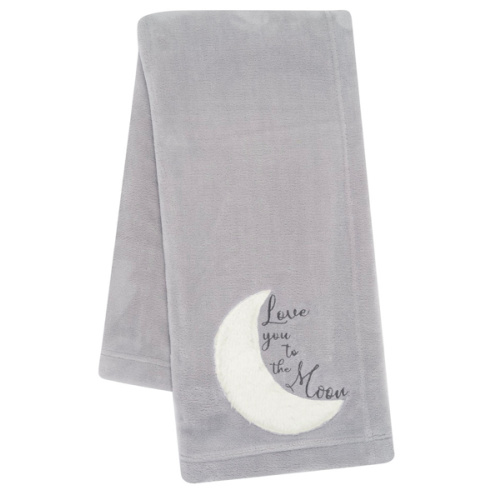 Goodnight Moon Gray Appliqued and Embroidered Fleece Baby Blanket – Lambs & Ivy