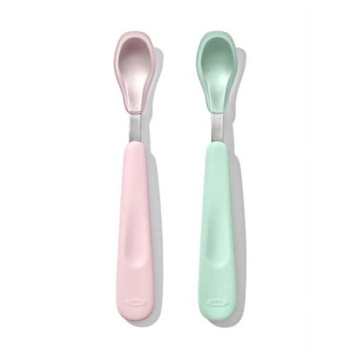 OXO Tot Feeding Spoon Set, for AGES 6+ Months, Opal and Blossom