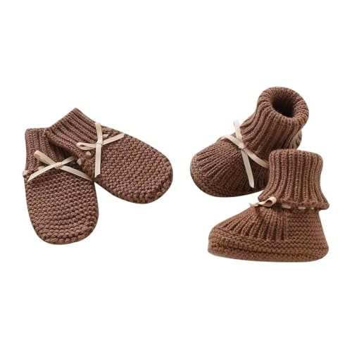 LAWKUL Baby Booties Knit Newborn Shoes Cozy First Walkers Infant Toddler Boots for Boy Girls 0-3 Months