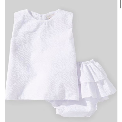 Petit Ami Baby Girls Sleeveless Popover Seersucker Tunic Top & Bloomers Set
