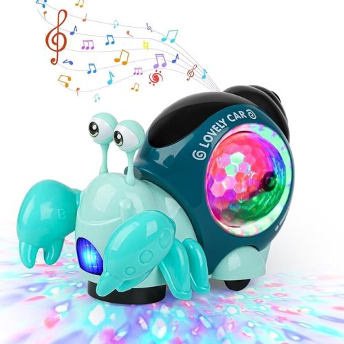 Electronic Crab Toy, Cute Luminous Crab Toys Toddler Crawling Toy with Music and Light Interactive Sensory Toys for Boys Girls