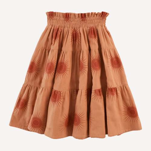 smocked tiered gathered maxi skirt | mango sun | organic cotton gauze