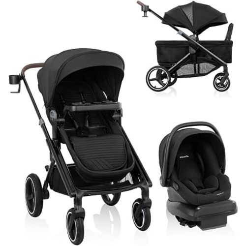 Transformer Stroller Wagon Travel System w/LiteMax NXT (Pitch Black)