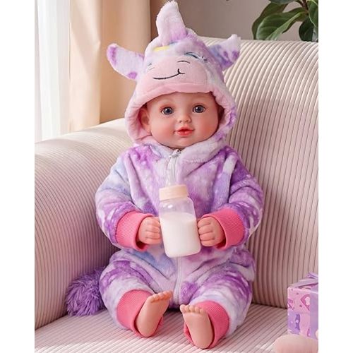 BABESIDE Baby Doll Girl - 17-Inch Realistic Baby Doll with Blue Eyes, Soft Body in Unicorn Outfit Life Like Baby Dolls that Look Real for 4 5 6 7 8 9 Years Girl, Birthday Gift and Pretend Play