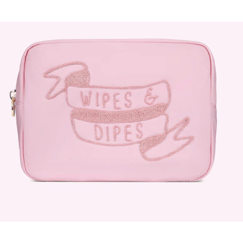 Stony Clover Hand Embroidered Wipes & Dipes Large Pouch