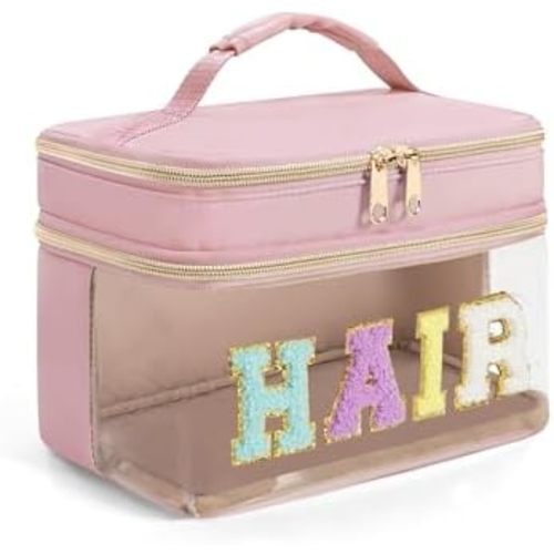 Fasrom Double Layer Hair Accessories Organizer, Preppy Makeup Bag for Girls