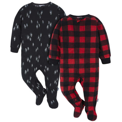 2-Pack Baby & Toddler Neutral Buffalo Plaid & Trees Fleece Pajamas – Gerber Childrenswear