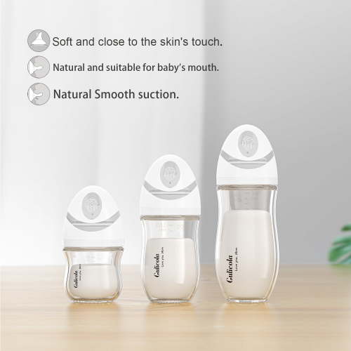 Gulicola Natural Glass Baby Bottle 4 Pack, Newborn Breastfeeding Bottles Set, Extra Slow Flow Nipples (SS), Anti Colic, 0 Months+, 5 oz