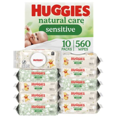 Huggies Care Sensitive Unscented Baby Wipes- 10 pack (560ct total wipes): Alcohol-Free, Hypoallergenic, Non-Toxic