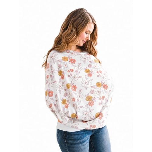 Copper Pearl Nursing Cover for Breastfeeding – Multi-Use Baby Car Seat Canopy, Stroller Shade & Breast Feeding Wrap for Women, Stretchy Breathable Carseat Shawl for Boy or Girl, Ferra