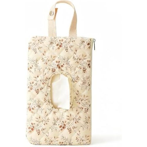Quilted Baby Wipe Holder Floral Diaper Pouch - Portable Wipes Holder Mommy Bag for Stroller, Newborn Essentials