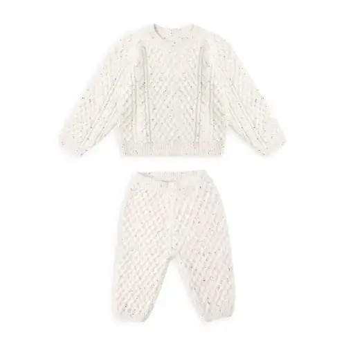 Unisex Honeycomb Cable Knit Sweater & Pants Set - Baby 12 - 18M