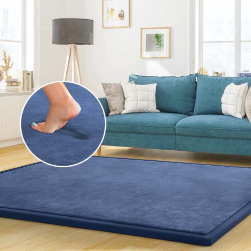 Teler Baby Play Mat, 71"x79" Memory Foam Area Rug – 1.2" Thick Playpen Mat for Toddlers and Children, Yoga Mat, Exercise Pad Mat, Carpet (Navy Blue)