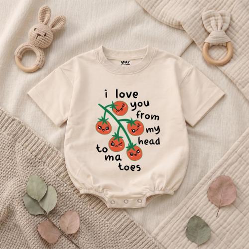 I Love You From My Head Tomatoes Baby Romper, Cute Tomato Baby Bodysuit, Funny Veggie Newborn Clothes, Kawaii Garden Coming Home Outfit