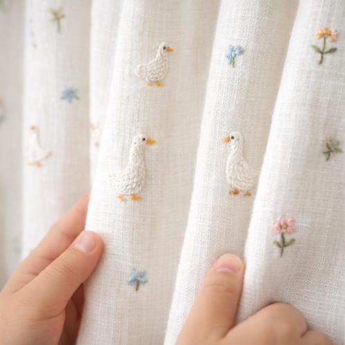 Goose Embroidery Nursery Decor, Hand Embroidered Baby Goose Curtain Tieback, Cottage Nursery Room Decor