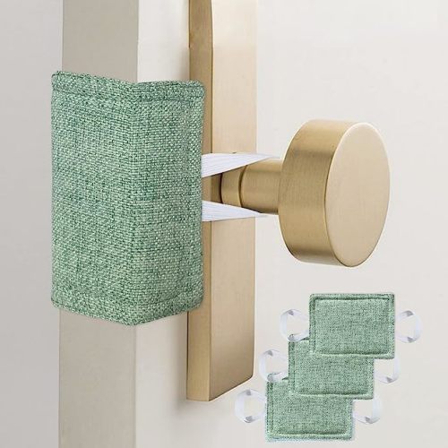 Baby Quiet Door Closer Silencer Cushion, Door Latch Cover Prevent from Locking Noise Reduce for Light Sleepers, Dogs, Cats, Children - 4 x 3 inches, Green, Pack-3