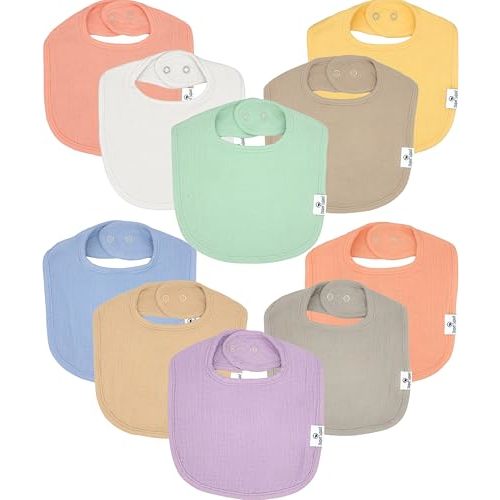 DiaperSquad's 100% Organic Cotton Baby Drool Bibs, Super Absorbent & Adjustable Baby Bibs for Drooling and Teething