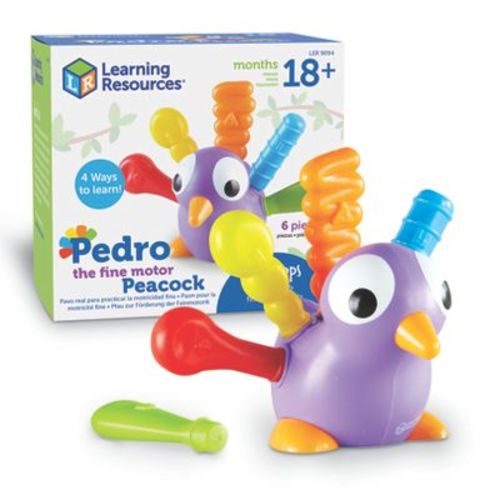 Learning Resources Pedro the Fine Motor Peacock: Baby & Toddler Educational Toy, Plastic, 6 Pieces