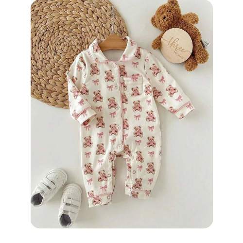 Newborn Baby Girl Cute Casual Knit Colorblock Cartoon Pattern Long Sleeve Romper | SHEIN USA