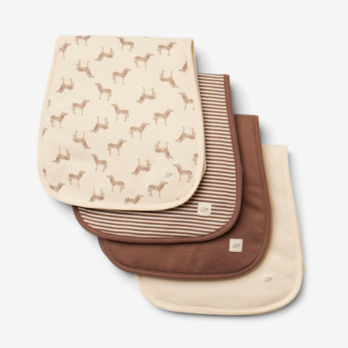 Tiny Kind 4 Pack Organic Burp Cloth - Deep Taupe Zebra | Babylist Shop