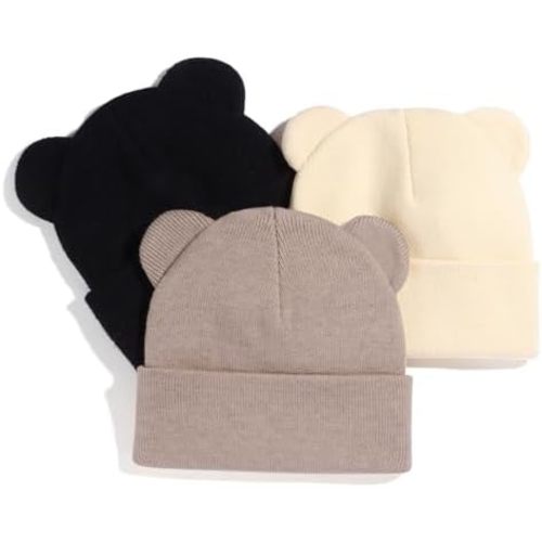 Baby Winter Beanie Hat,Kids Cute Bear Ears Soft Knit Beanie for Infant Boys Girl Warm Winter Hat Caps