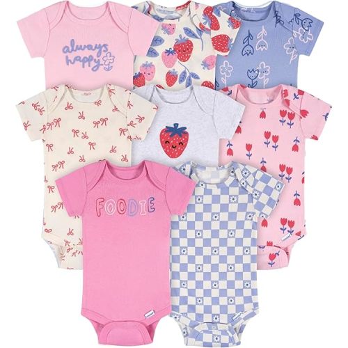 Onesies Brand Baby Girls' 8-pack Short Sleeve Mix & Match Bodysuits