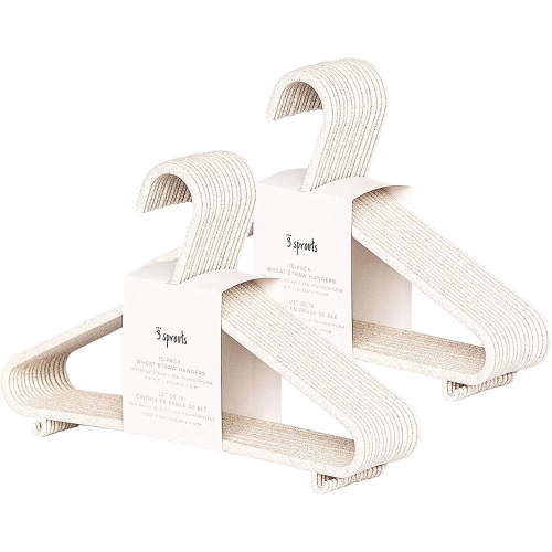 3 Sprouts Baby Wheat Straw Plastic Clothes Hangers - Pack of 30 - Speckled Cream