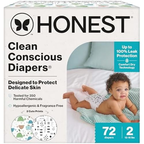 The Honest Company Daytime Diapers, Pattern Play, Size 2, 72 Count