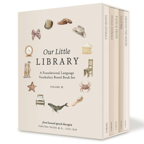 Our Little Library Vol. 2: First 100 Words Board Book Box Set, including Ocean Animals, Safari Animals, Food and Drink, Clothes, and Around the House (Tabitha Paige Children's Book Series)