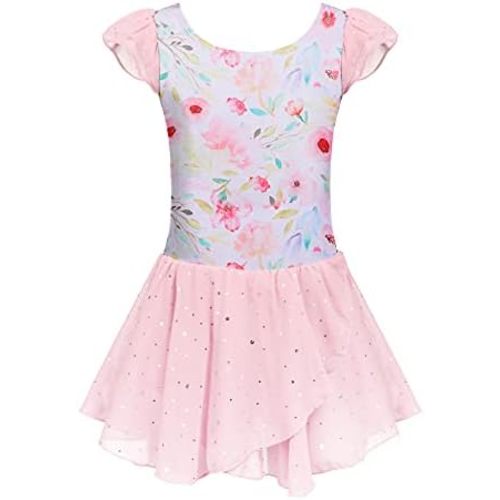 Arshiner Girls Ruffle Sleeve Ballet Dance Dress Tutu Skirted Leotard