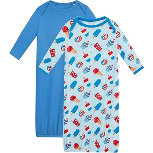 Bamboo Viscose 2-Pack Baby Gowns for Boys and Girls Long Sleeve Infant and Newborn Sleepers