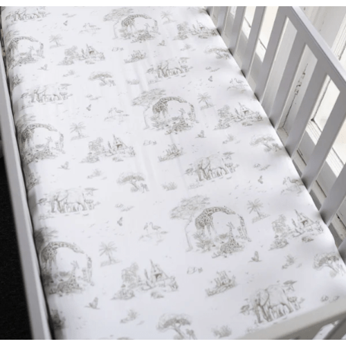Safari Toile Fitted Crib Sheet