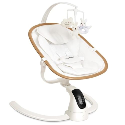 Angelbliss Electric Baby Swing with Cry Detection, Side-to-Side Motion, 5 Speeds, 180 Rotation, Indoor Swing for Infants and Toddlers (White)