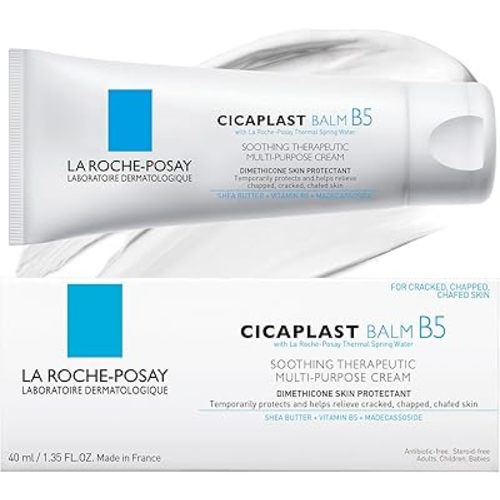 La Roche-Posay Cicaplast Balm B5, Madecassoside + Shea Butter + Vitamin B5 Panthenol, Healing Ointment & Therapeutic Multi Purpose Calming Cream for Dry & Irritated Skin, Paraben Free