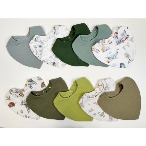 5-pack Baby Bandana bibs, Baby burp cloths, Organic baby shower gift from organic cotton, Waterproof baby bibs, Absorbent cotton cloths