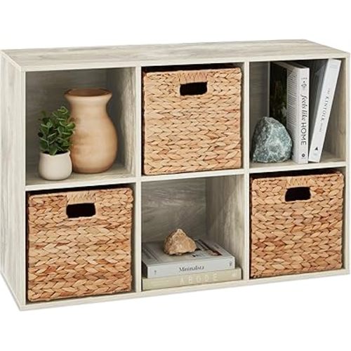 Best Choice Products 6-Cube Storage Organizer, 13.5in Shelf Opening, Bookcase, Display Shelf, Customizable w/ 3 Removable Back Panels – Whitewash