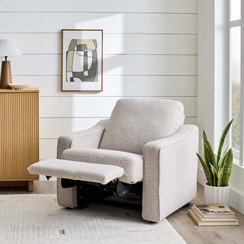 Better Homes & Gardens Allen Push-Button Power Recliner Chair, Wheat Linen