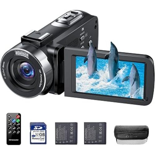 4K Video Camera Camcorder 42MP Vlogging Camera for YouTube with 3” 270° Rotation Screen, 18X Digital Zoom Cam Corder, 2 Rechargeable Batteries, 32GB SD Card & Remote Control