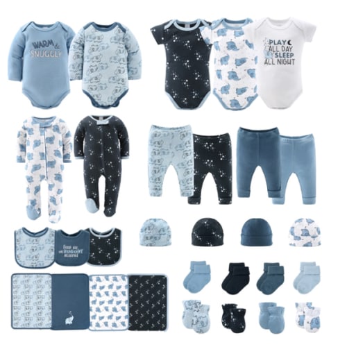 Clothing Gift Set for Baby Boys - Elephant Blue, 30 Piece