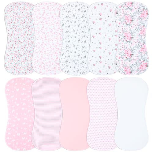 10-Pack Burp Cloths for Baby Boys and Girls - Organic Baby Burp Cloth,Baby Washcloths, Burp Rags, Large Neutral Burp Clothes for Newborn
