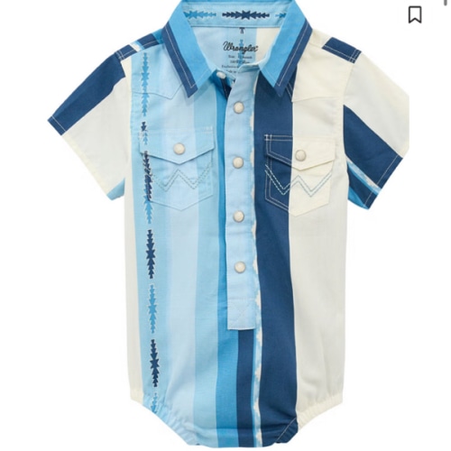 Wrangler Infant Boys' Southwestern Stripe Print Short Sleeve Snap Western Shirt