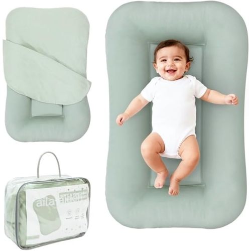 Amazon.com : Aila + Aiden Baby Lounger | Organic Cotton Infant Lounger | Adjustable & Portable Floor Lounger | Supervised Use | Soft, Breathable, Washable Cover - Snuggle Collection - (Pink) : Baby