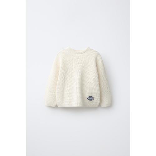 EMBROIDERED WAFFLE JUMPER - Light beige | ZARA United States