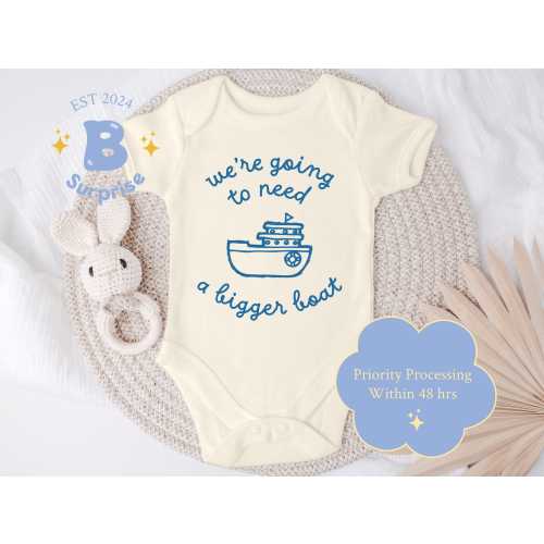 Bigger Boat Baby Onesie®: Nautical Shower Gift, Natural Cotton