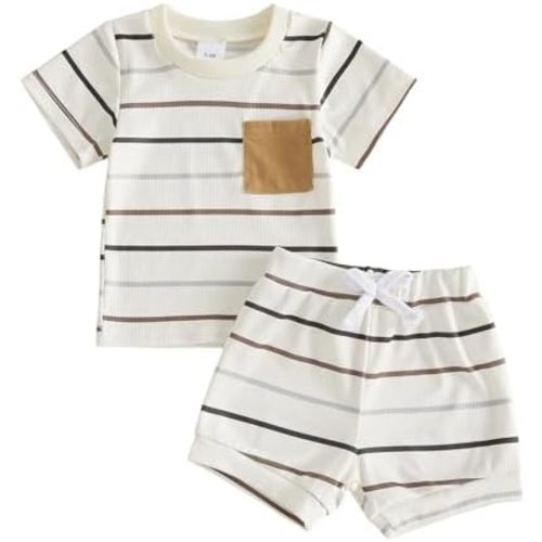 CIYCUIT Baby Boy Summer Outfits Infant Toddler Letter Print Short Sleeve T-Shirt Tops and Shorts 2Pcs Clothes