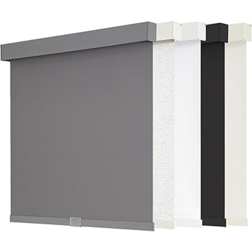 AOSKY Blackout Roller Shades Cordless Blinds for Windows, Free-Stop Shades with Valance, Thermal Insulated Fabric, UV Protection, Natural Woven Blinds for Home and Office (42" W x 72" H, Grey)