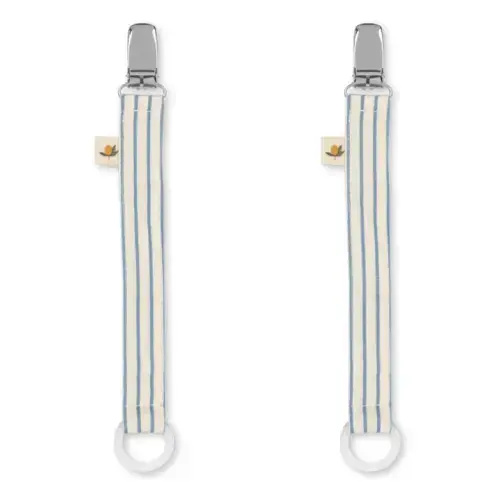 Stripes pacifier clips - Set of 2 | Blue
