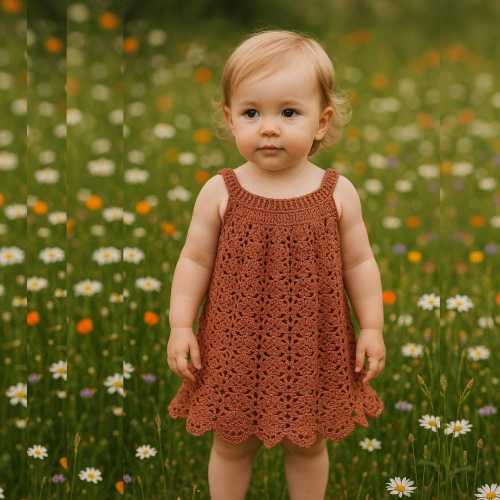 Handmade Crocheted Summer Dress – Cotton Girls Dress, Lightweight Breathable Toddler & Kids Clothing